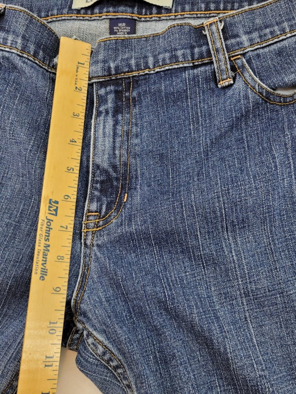 GAP Low Rise Capri Stretch Jeans Women's 16 Blue Cuffed Crop Pockets Vintage Y2K - Picture 9 of 12